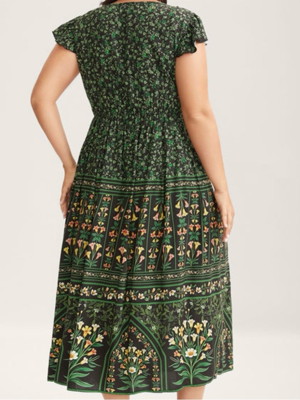 Rayon Garden Fresh Ruffled Sleeve Midi Dress - Picture 4 of 9
